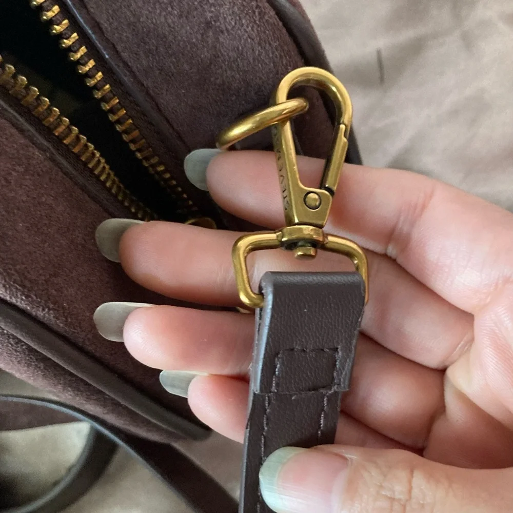 Steve Madden Brown Faux Suede Satchel with Coin Pouch and Top Handles - Picture 6 of 10